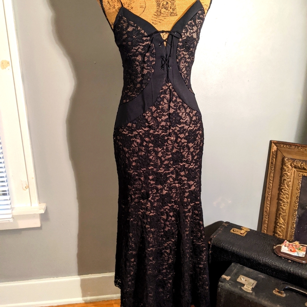 Black lace formal dress